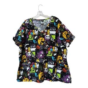 Nightmare Before Christmas Scrub Top Plus Size 3X Jack Skellington